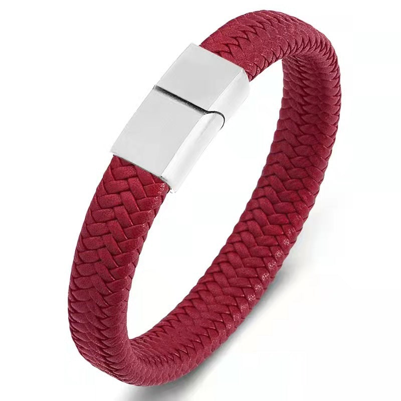 Echtes Lederarmband | Weave-Optik