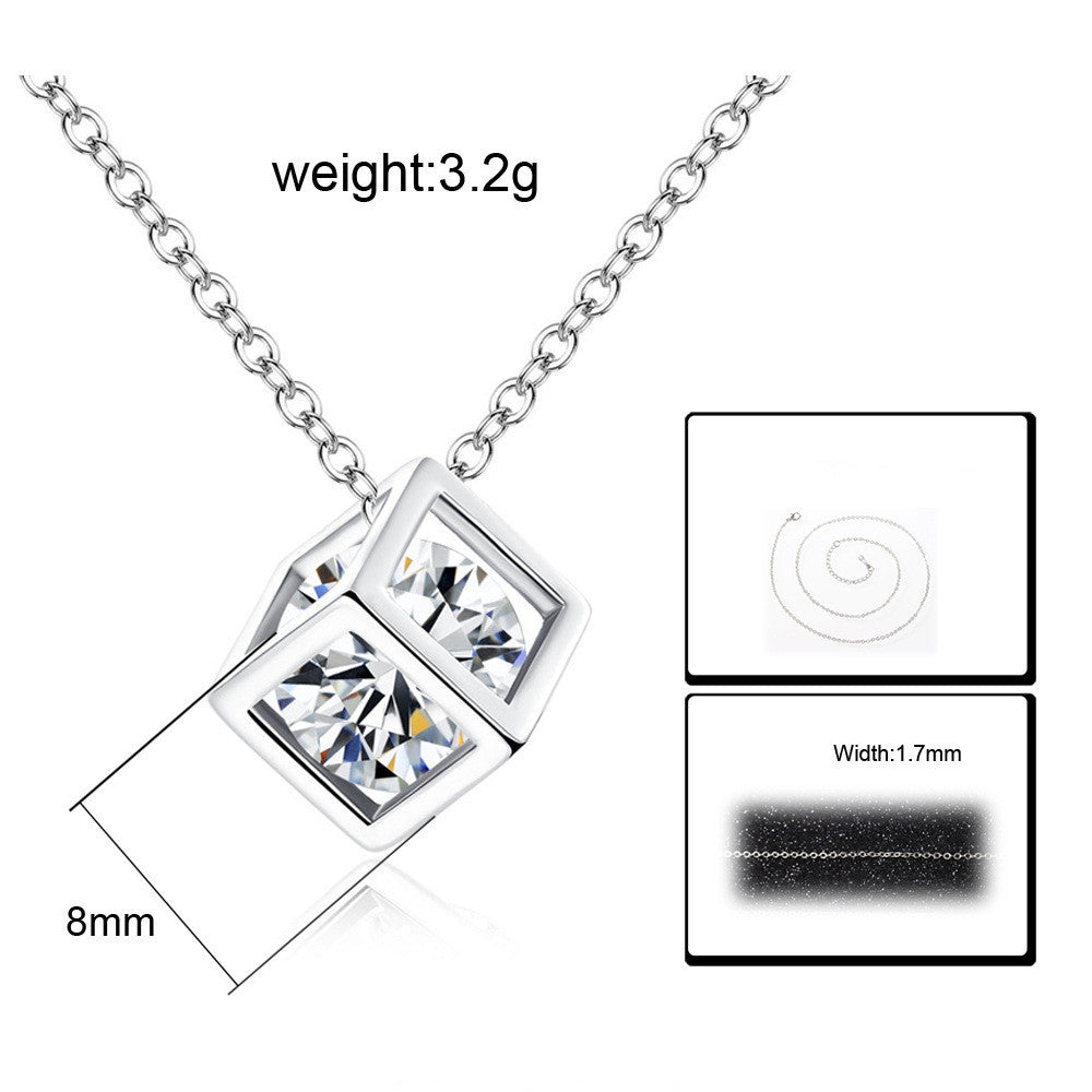 Glänzende Würfel-Zirkonia-Anhänger-Halskette