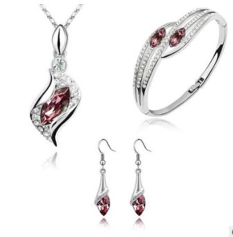 Engelselfe Kristall Schmuckset - Halskette, Ohrringe, Armband - Österreichische Kristalle, Legierung (3-teilig)