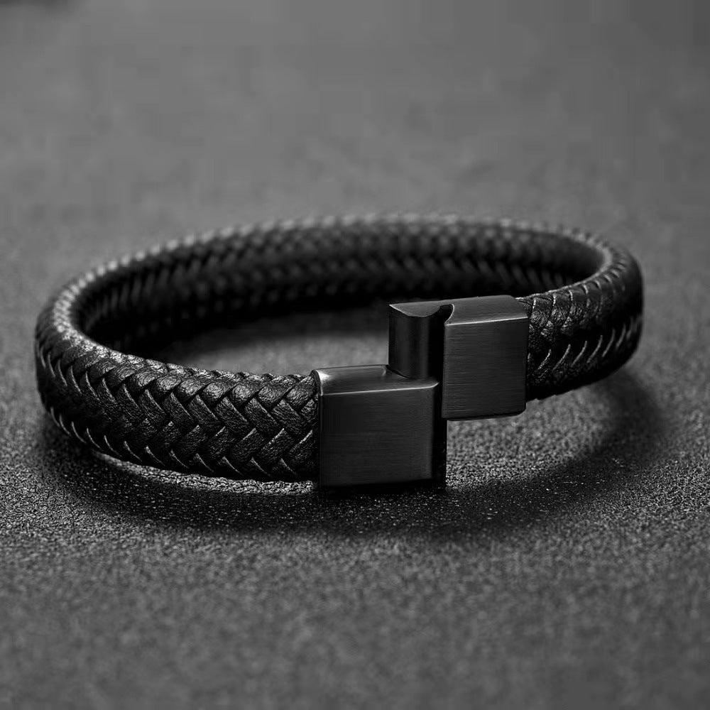 Echtes Lederarmband | Weave-Optik