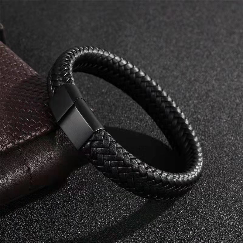 Echtes Lederarmband | Weave-Optik
