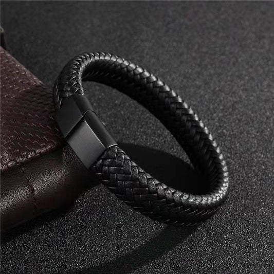 Echtes Lederarmband | Weave-Optik