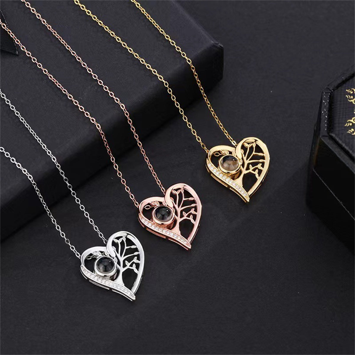 S925 Sterling Silber "Ich liebe Dich" Lebensbaum-Halskette