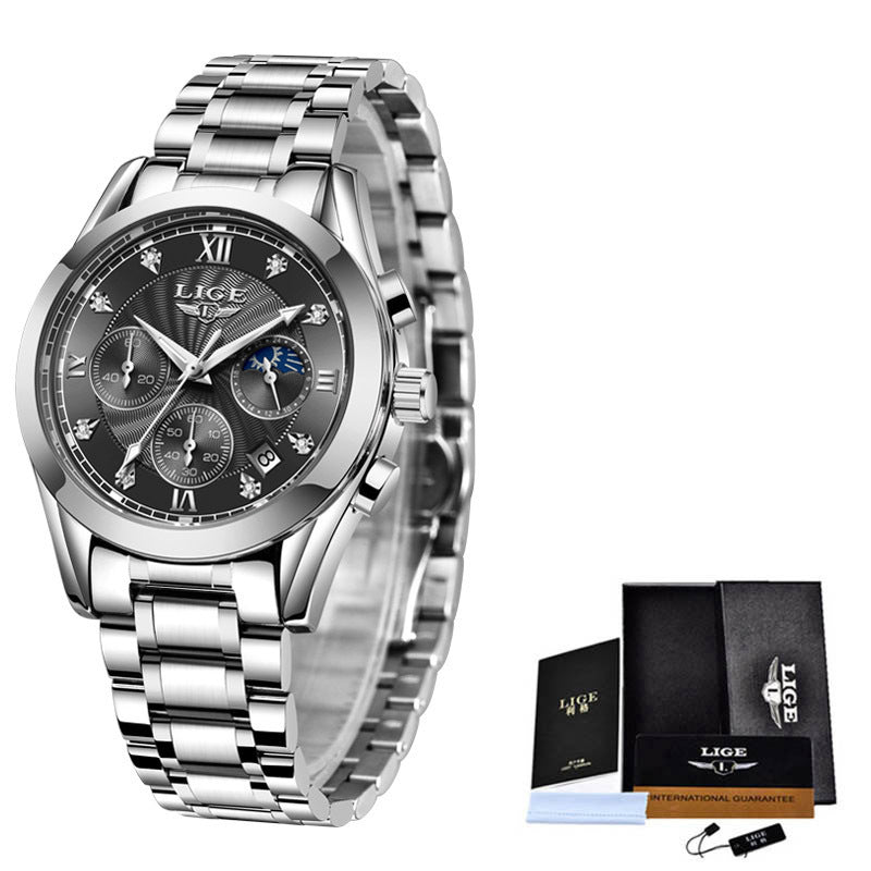 Herren Business Armbanduhr - Wasserdicht mit Edelstahlarmband