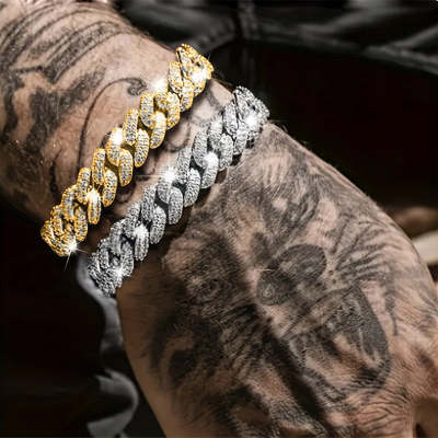 Vollbesetztes Cuban Link Armband