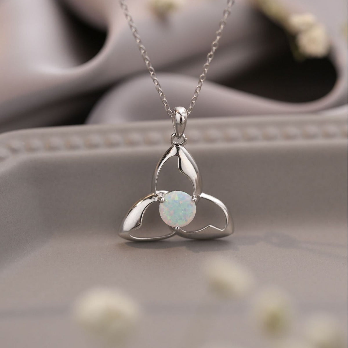 925er Silber Halskette mit rundem Opal