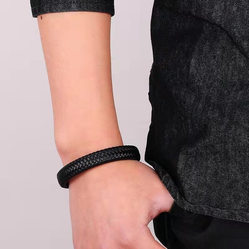 Echtes Lederarmband | Weave-Optik