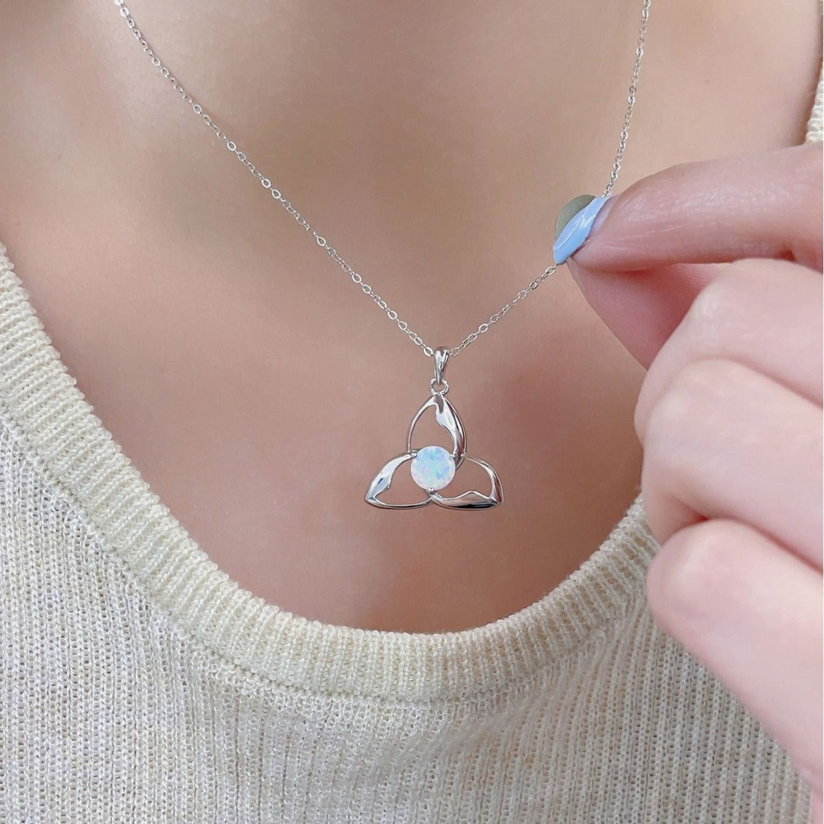 925er Silber Halskette mit rundem Opal